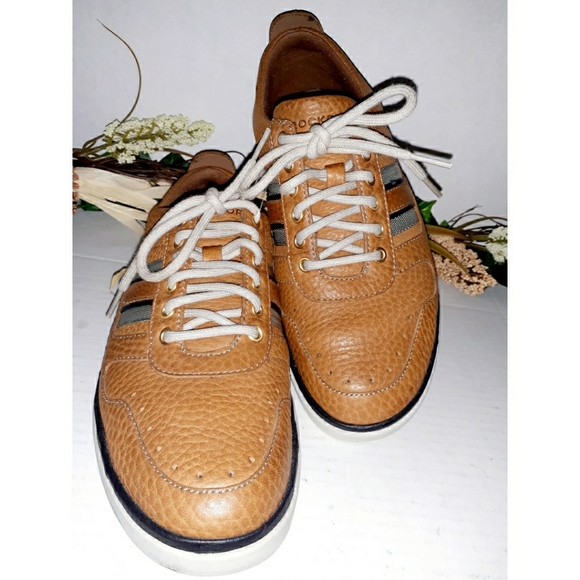 Rockport Tan Leather Lace-Up Slip-on Flat Loafer main image 10
